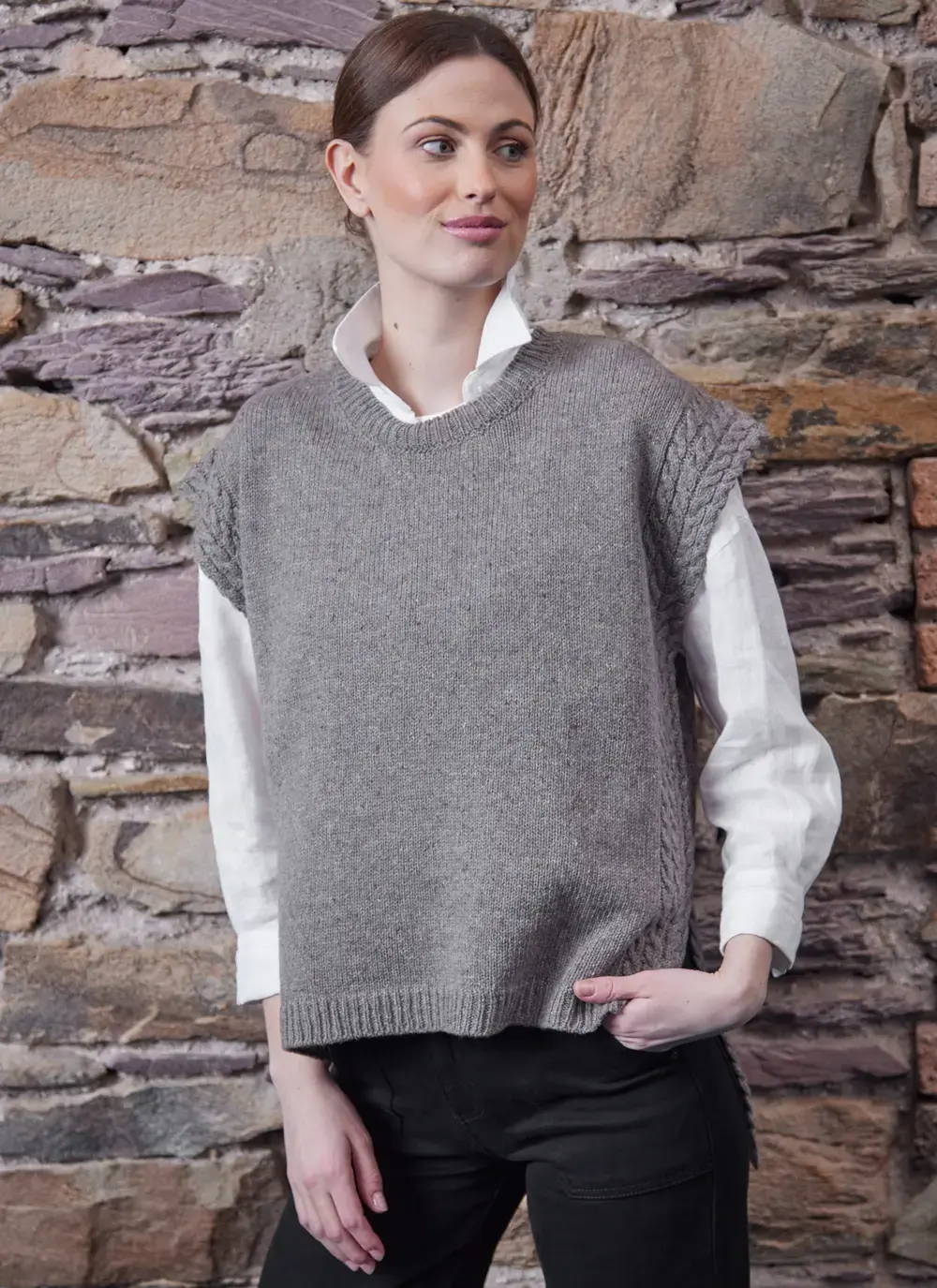 Orla Cable Vest in Rocky Ground